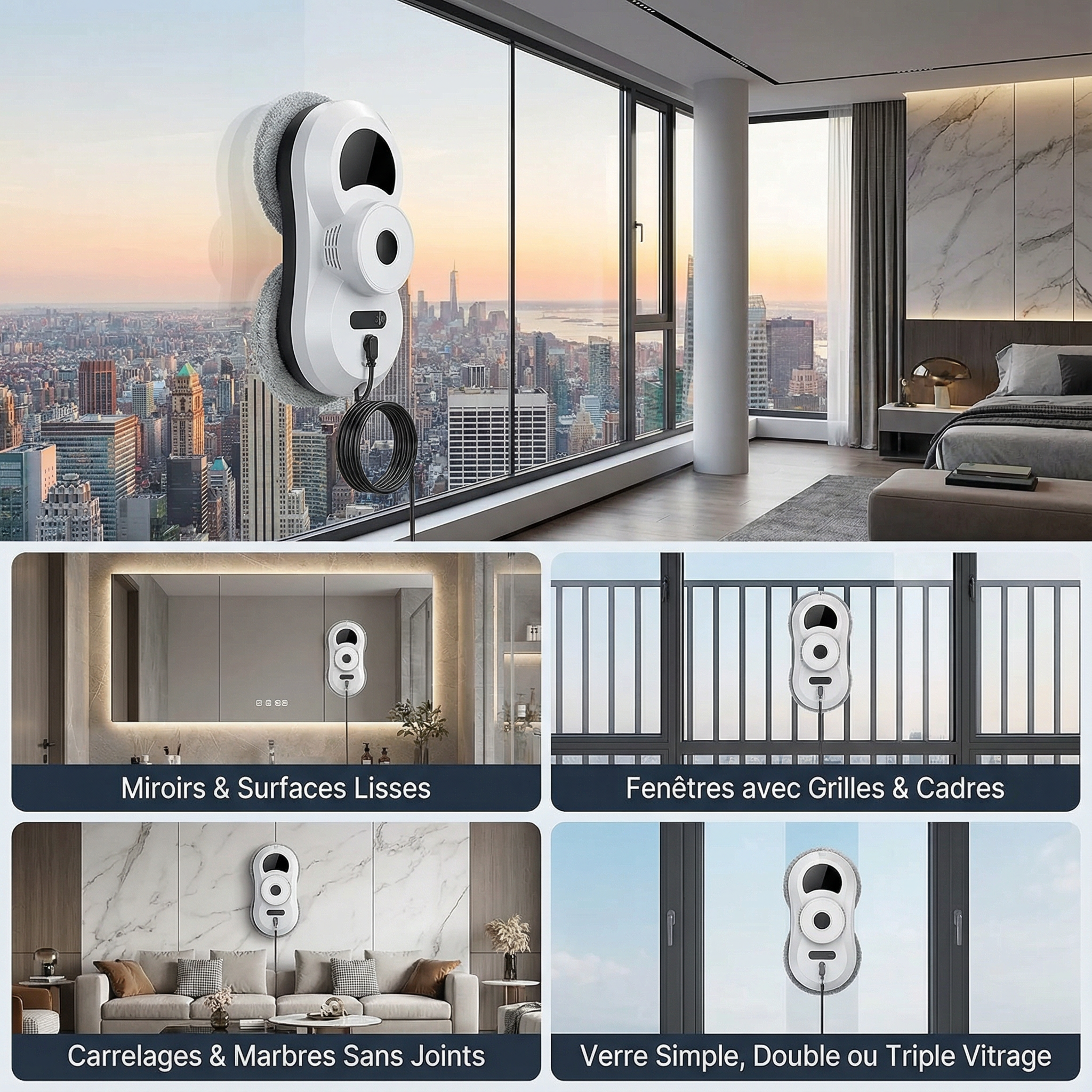 Aspirateur Nettoyeur Électrique pour Vitres et Surfaces